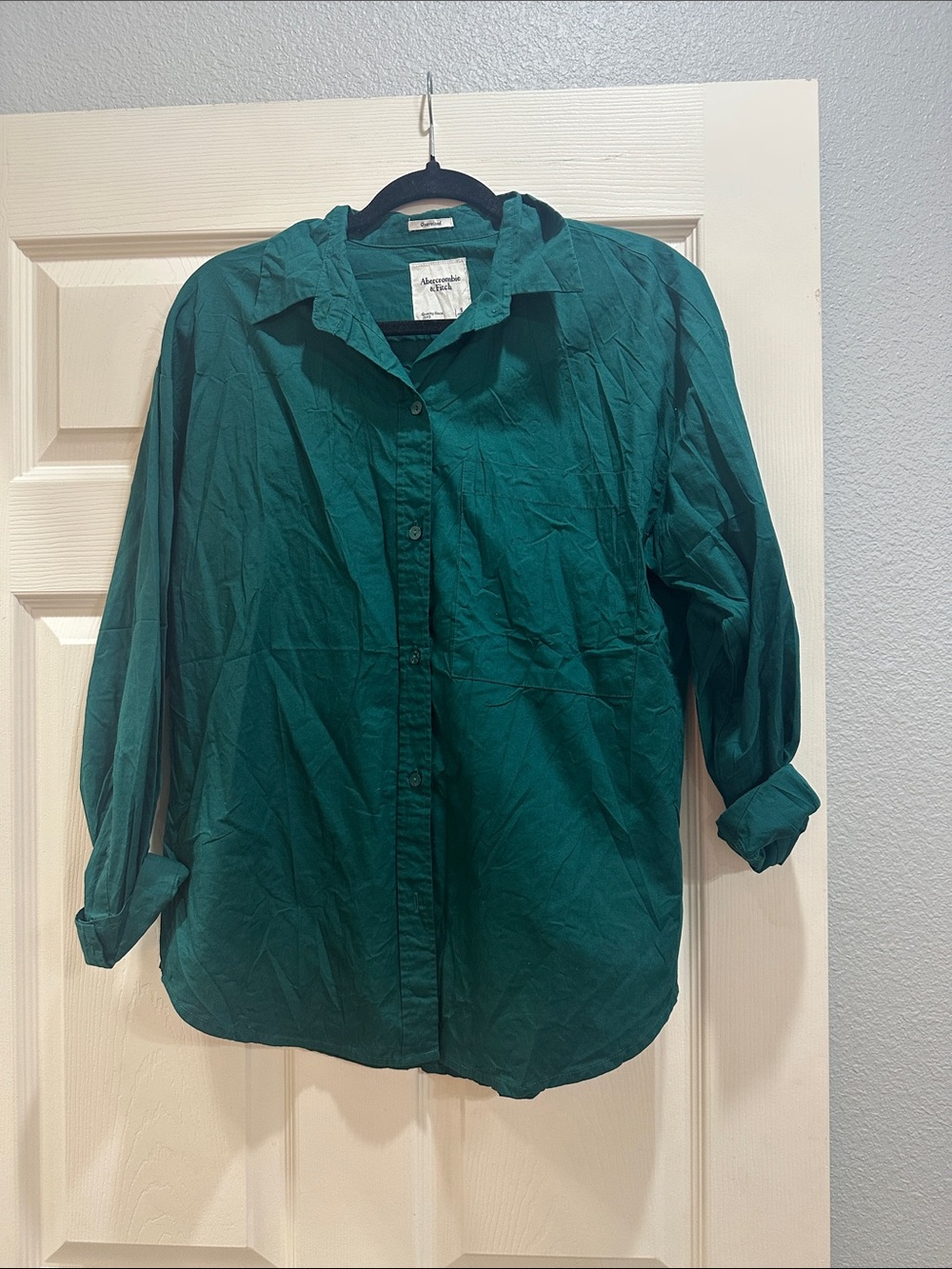 Abercrombie and Fitch Relaxed Fit Button-Down Shirt - Deep Teal Green